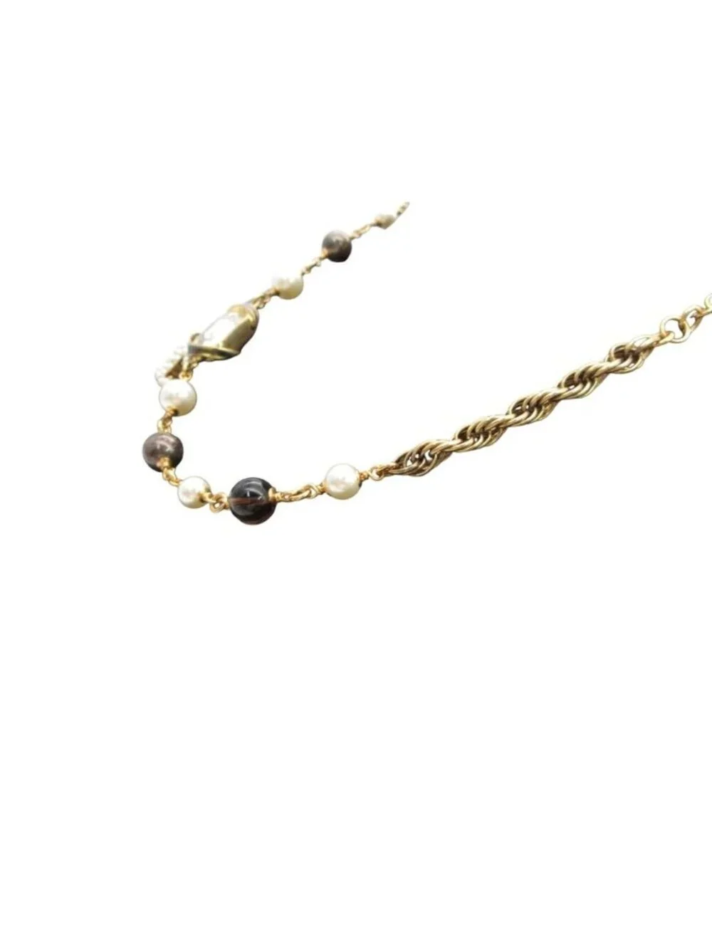 Chanel Necklace Pearl Bijou Stone CC Logo Gold